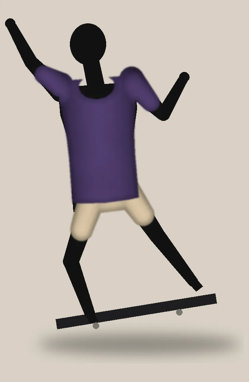 purple shirt, kickflip, athletic cut